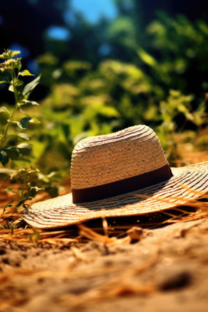a hat on the groundの素材