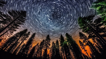 a circular sky with stars in the skyの素材