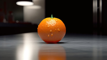 an orange with water droplets on itの素材