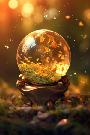 a glass ball with a gold leaf insideの素材