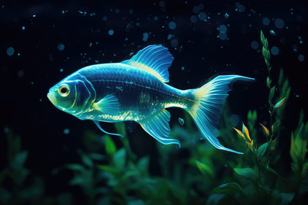 a blue fish swimming in waterの素材