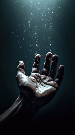 a hand reaching out to the skyの素材
