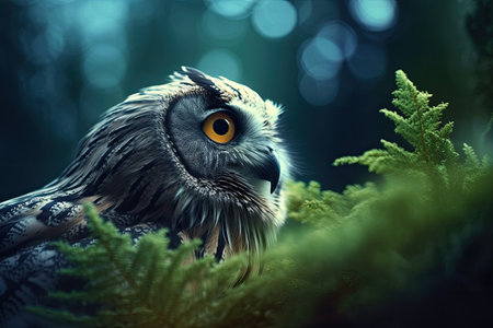 an owl sitting on a branchの素材