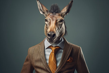 a donkey wearing a suit and tieの素材