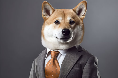 a dog wearing a suit and tieの素材