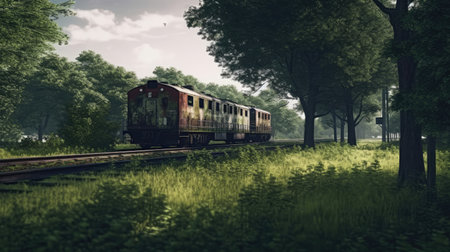 a train on the tracksの素材