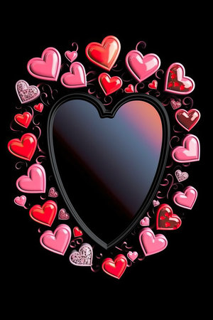 a heart shaped frame with many heartsの素材