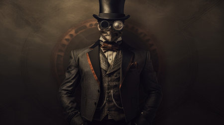 a man wearing a top hat and maskの素材