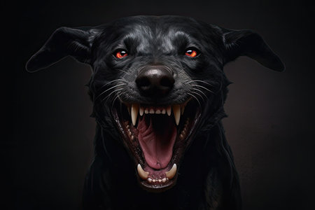 a black dog with red eyesの素材