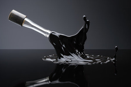 a black liquid splashing out of a paint brushの素材