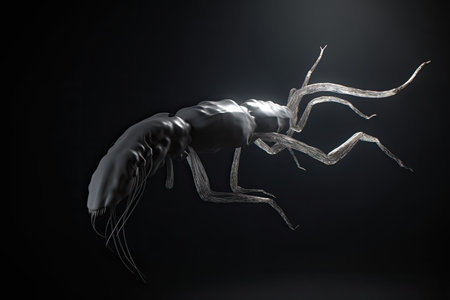 a black insect with long legsの素材