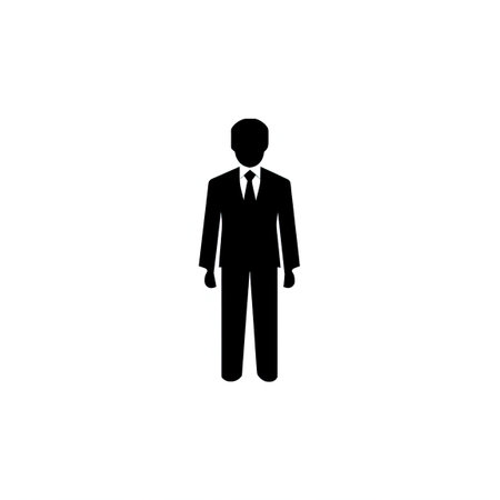 a black silhouette of a man in a suitの素材