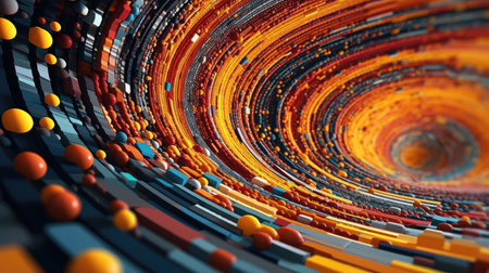 a colorful spiral with small ballsの素材
