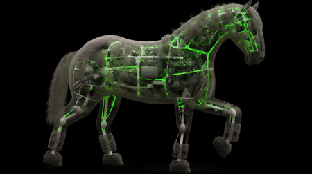 a horse with green lightsの素材