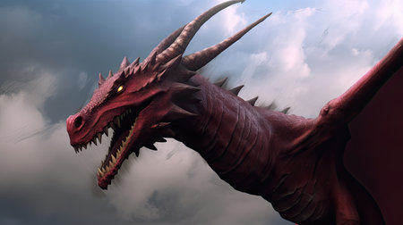 a red dragon with sharp hornsの素材