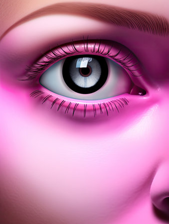 a close up of a pink eyeの素材