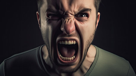a man with his mouth openの素材