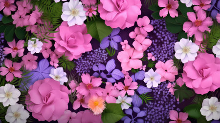 a group of flowers and leavesの素材