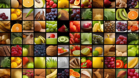 a collage of different fruitsの素材