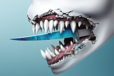 a knife in a shark's mouthの素材
