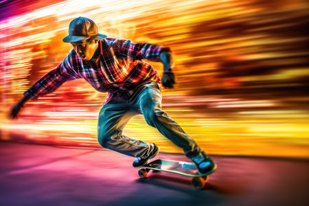 a man riding a skateboardの素材