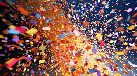 colorful confetti flying in the airの素材