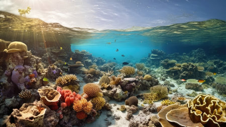a coral reef with fish and coralsの素材