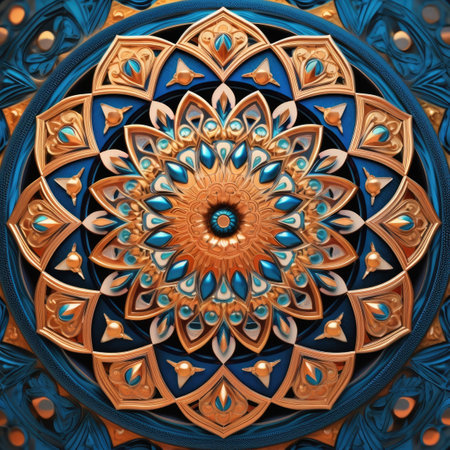 a gold and blue mandalaの素材