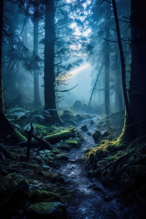 a trail through a forestの素材