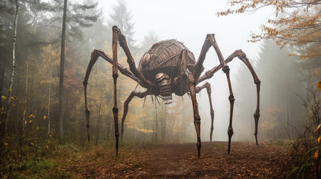 a large spider in the woodsの素材