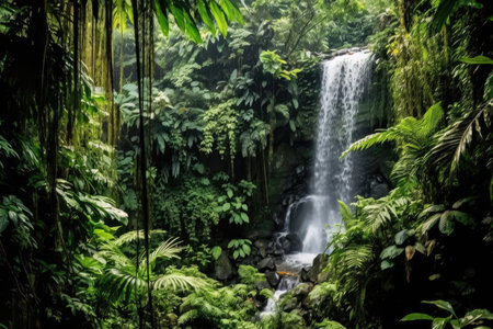 a waterfall in a forestの素材