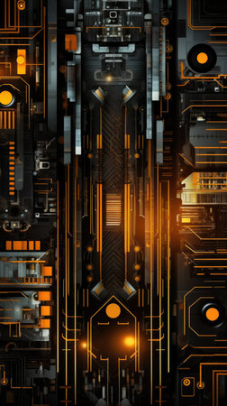 Abstract technology background. Circuit board. 3d rendering, 3d illustration.の素材