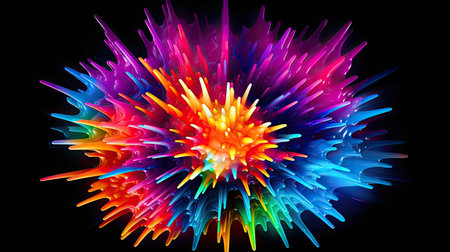 a colorful spiky paint explosionの素材