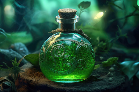 a green bottle with a corkの素材