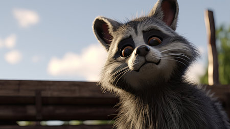 a cartoon animal looking upの素材