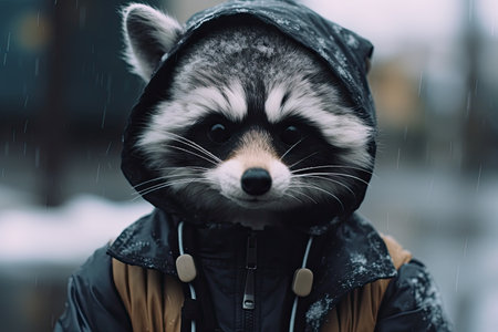 a raccoon wearing a jacketの素材