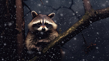 a raccoon in a treeの素材