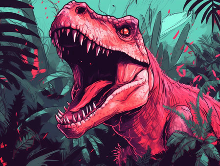 a dinosaur with its mouth openの素材