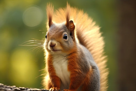a squirrel standing on a tree branchの素材