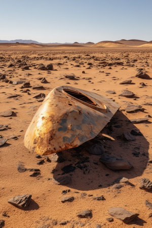 a rusty object in the desertの素材