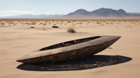 a round object in the desertの素材