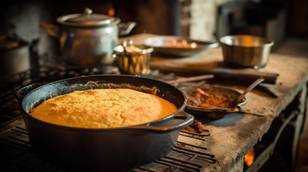 a pan of food in a cast iron skilletの素材