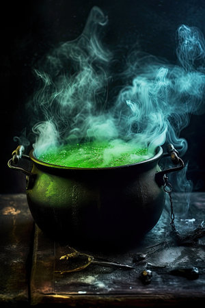 a green liquid in a potの素材