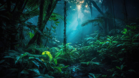 a forest with plants and treesの素材