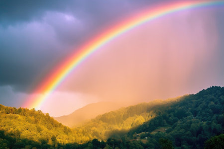 a rainbow over a mountainの素材