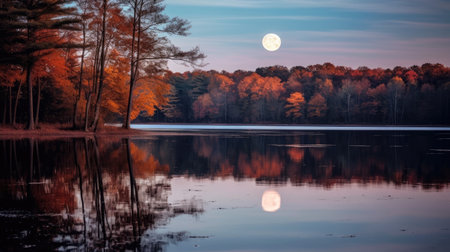 a moon over a lakeの素材