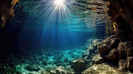 sunlight shining through the waterの素材