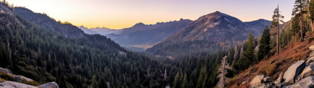 a mountain range with treesの素材
