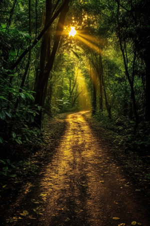 Sunlight in the rainforest at Doi Inthanon National Park, Chiang Mai, Thailandの素材