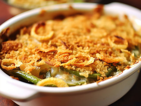 a casserole with vegetables in a white bowlの素材